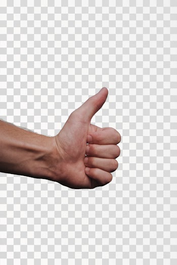 Hand sign thumbs up PNG transparent, no background