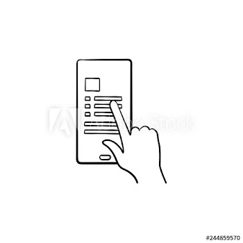 Hand sliding smartphone with list hand drawn outline doodle icon