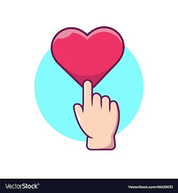 hand touching love heart cartoon