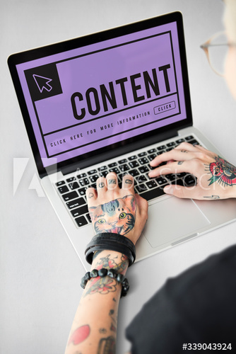 Hand using laptop with digital website graphic