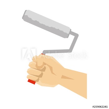 hand using paint roller