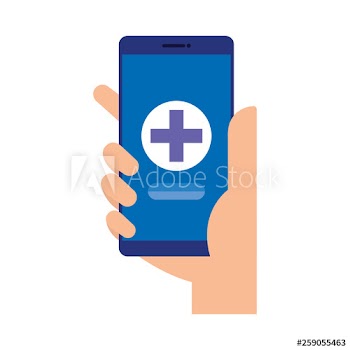 hand using smartphone with medical cross telemedicine