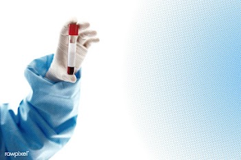 Hand wearing glove holding blood sample in tube test | Free  photo - 2312543