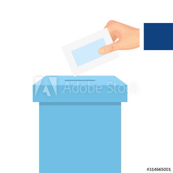 hand with ballot box carton design