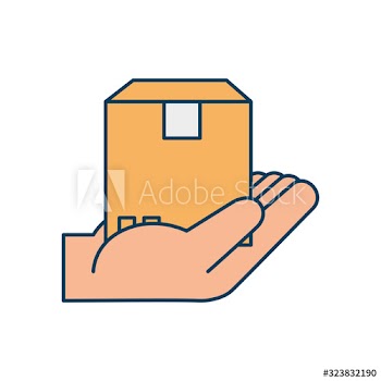 hand with box package cargo design