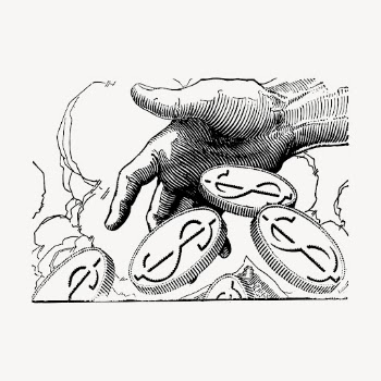 Hand with coins hand drawn | Free Vector Illustration - rawpixel