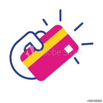 hand with credit card flat style icon