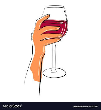 hand with glass of red wine modern liner