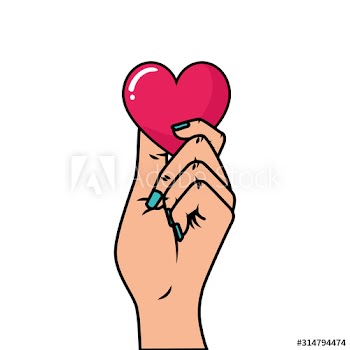 hand with heart pop art style design