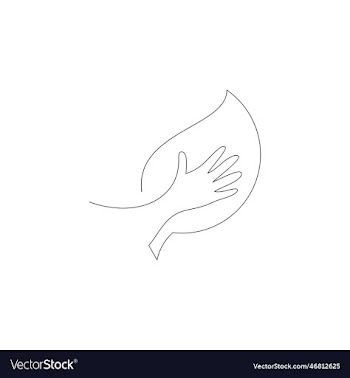 hand with leaves branch line art drawing