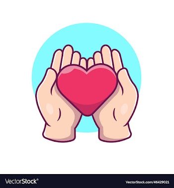 hand with love heart cartoon