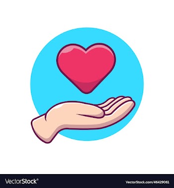 hand with love heart cartoon