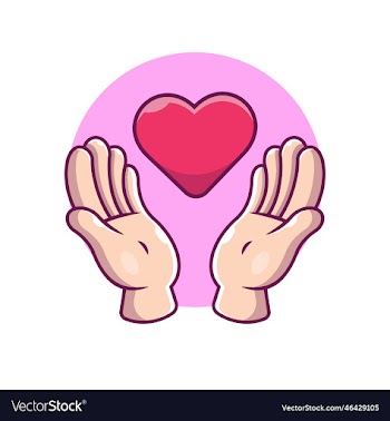 hand with love heart cartoon