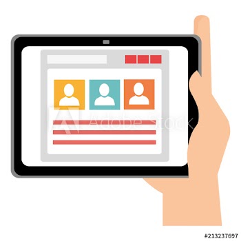 hand with tablet device