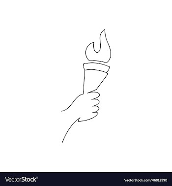 hand with torch line design i