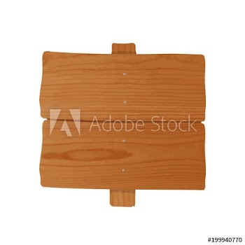 Handcrafted wooden billboard made of unhewn planks and pole nailed together
