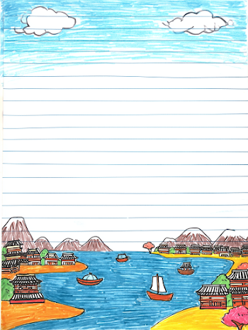 Handdrawn Japanese Letter Template for Kids