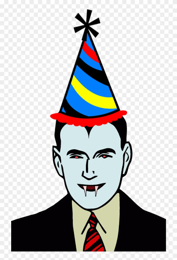 Handing Out Party Hats Made Out Of Paper With The Word - Dracula
