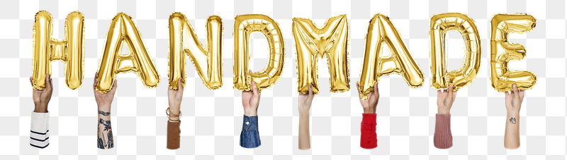 Handmade word png, hands holding | Free PNG - rawpixel