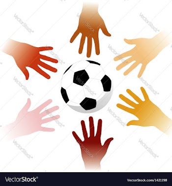  					Hands around a soccer ball vector image														