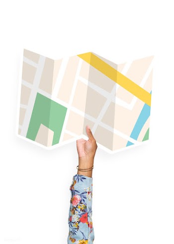 Hands holding a map cardboard prop | Free stock psd mockup - 526488