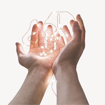 Hands holding fairy lights sticker, | Free PSD - rawpixel