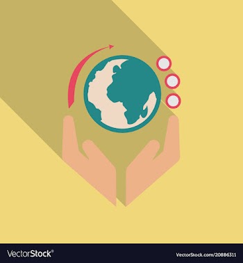 Hands holding globe earth web icon save earth vector image