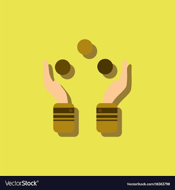 Hands juggling with balls in sticker style vector image