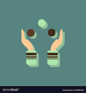 Hands juggling with balls in sticker style vector image