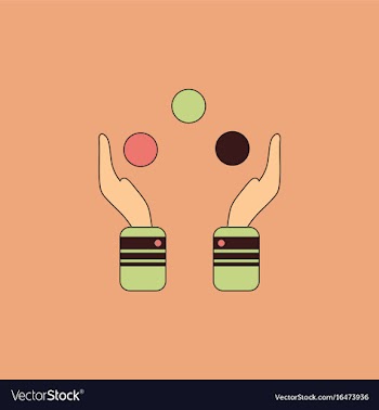 Hands juggling with balls vector image