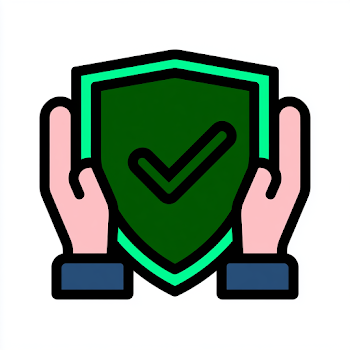 Hands Supporting Shield Icon for Protection