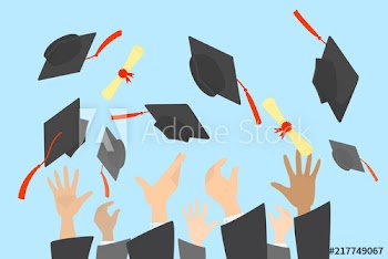 Hands throwing graduation caps and diploma in the air