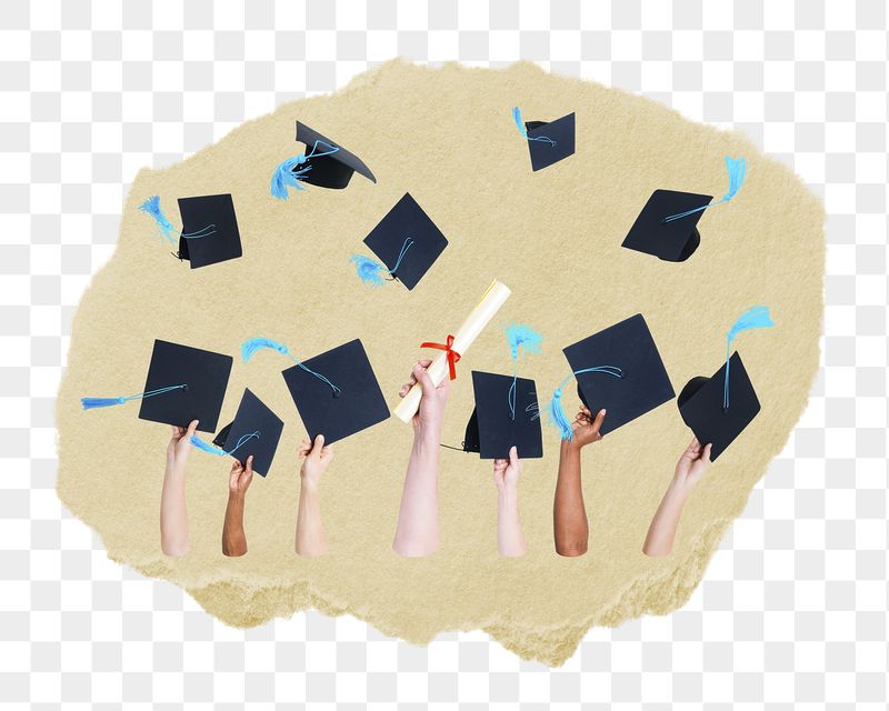 Hands throwing png graduation hats | Free PNG - rawpixel