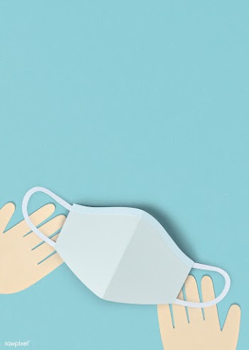 Hands with a face mask on a blue background social banner illustration | Free  photo - 2308203