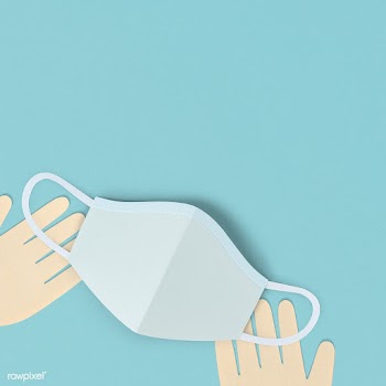 Hands with a face mask on a blue background social banner illustration | Free  photo - 2308204