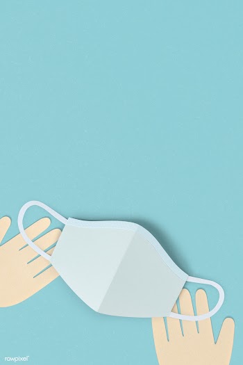 Hands with a face mask on a blue background social banner illustration | Free  photo - 2308211