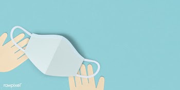 Hands with a face mask on a blue background social banner illustration | Free  photo - 2309314