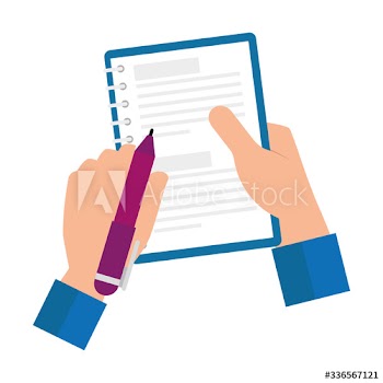 hands with notebook and pen design