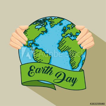 hands with planet and hands to earth day