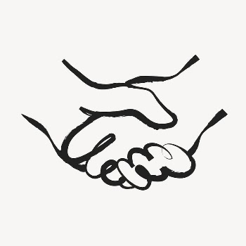 Handshake sticker, cute doodle in black | Free PSD Illustration - rawpixel