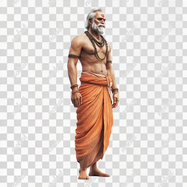 Handsome Hindu Man in 3D Animation Facing Left