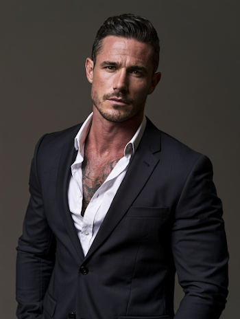 Handsome Muscular Male in Dark Suit