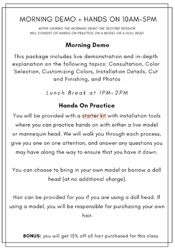 Handtied Demonstration + Hands-On 10AM-5PM – Your Hair Shop