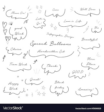 handwritten speech bubble set design