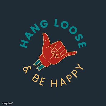 Hang loose and be happy badge design vector | Free stock vector - 517028