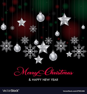 Hanging stars flakes happy christmas vector image