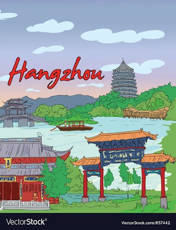 Hangzhou doodles vector image