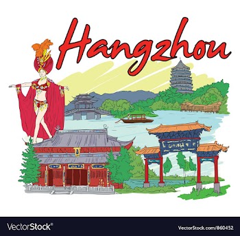 Hangzhou doodles vector image