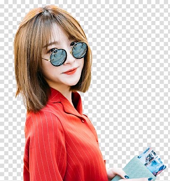 HANI, woman wearing black frame sunglasses transparent background PNG clipart