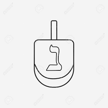 Hanukkah Holiday Dreidel Flat Black Outline Design Icon. Vector ...